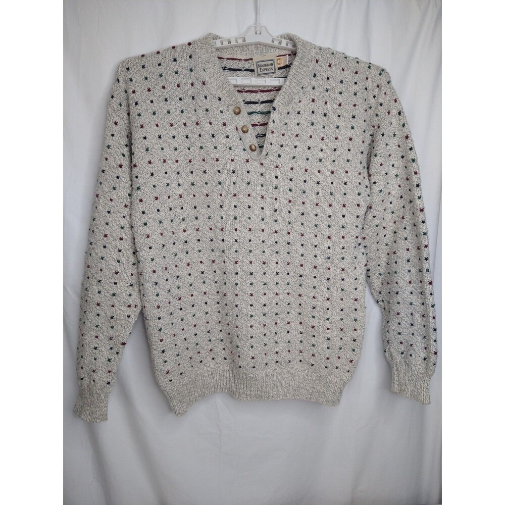 Vintage Size M made in USA Mountain Express sweater 100% cotton grandpa core 90s